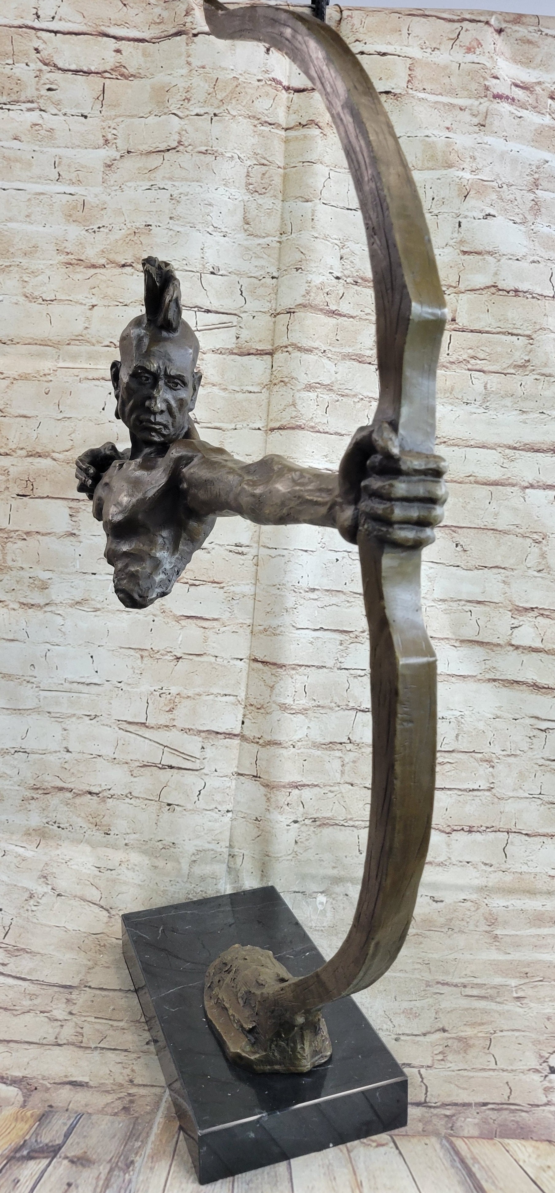 Native American Mohawk Archer Bronze Bust Mario Nick 29" x 23"