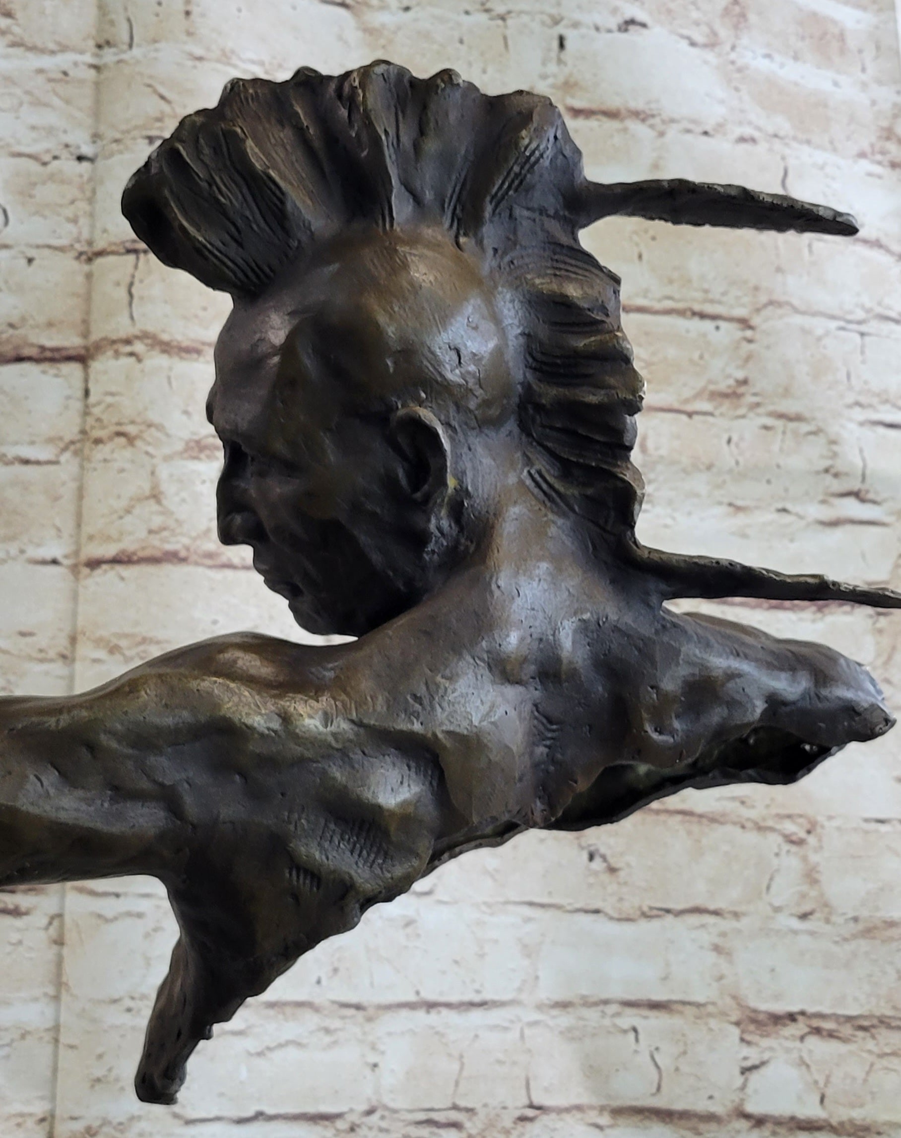 Native American Mohawk Archer Bronze Bust Mario Nick 29" x 23"