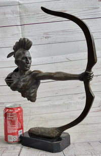 Native American Mohawk Archer Bow Bronze Sculpture 17"