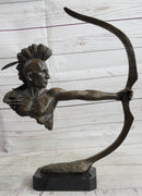 Native American Mohawk Archer Bow Bronze Sculpture 17"