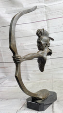 Native American Mohawk Archer Bow Bronze Sculpture 17"