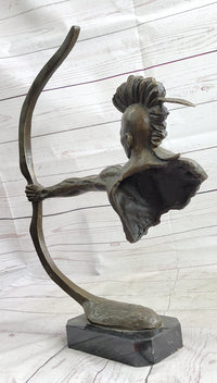 Native American Mohawk Archer Bow Bronze Sculpture 17"