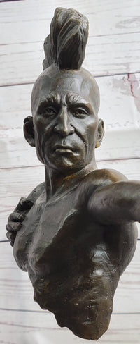 Native American Mohawk Archer Bow Bronze Sculpture 17"
