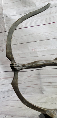 Native American Mohawk Archer Bow Bronze Sculpture 17"