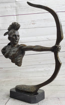 Native American Mohawk Archer Bow Bronze Sculpture 17"