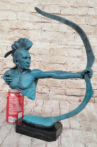 Mohawk Archer Pulling Bow Bronze Sculpture by Mario Nick