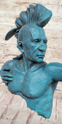 Mohawk Archer Pulling Bow Bronze Sculpture by Mario Nick