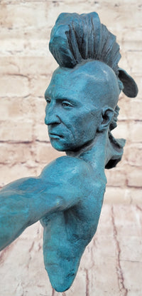 Mohawk Archer Pulling Bow Bronze Sculpture by Mario Nick