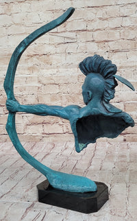 Mohawk Archer Pulling Bow Bronze Sculpture by Mario Nick