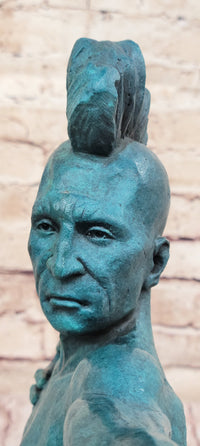 Mohawk Archer Pulling Bow Bronze Sculpture by Mario Nick