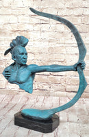 Mohawk Archer Pulling Bow Bronze Sculpture by Mario Nick