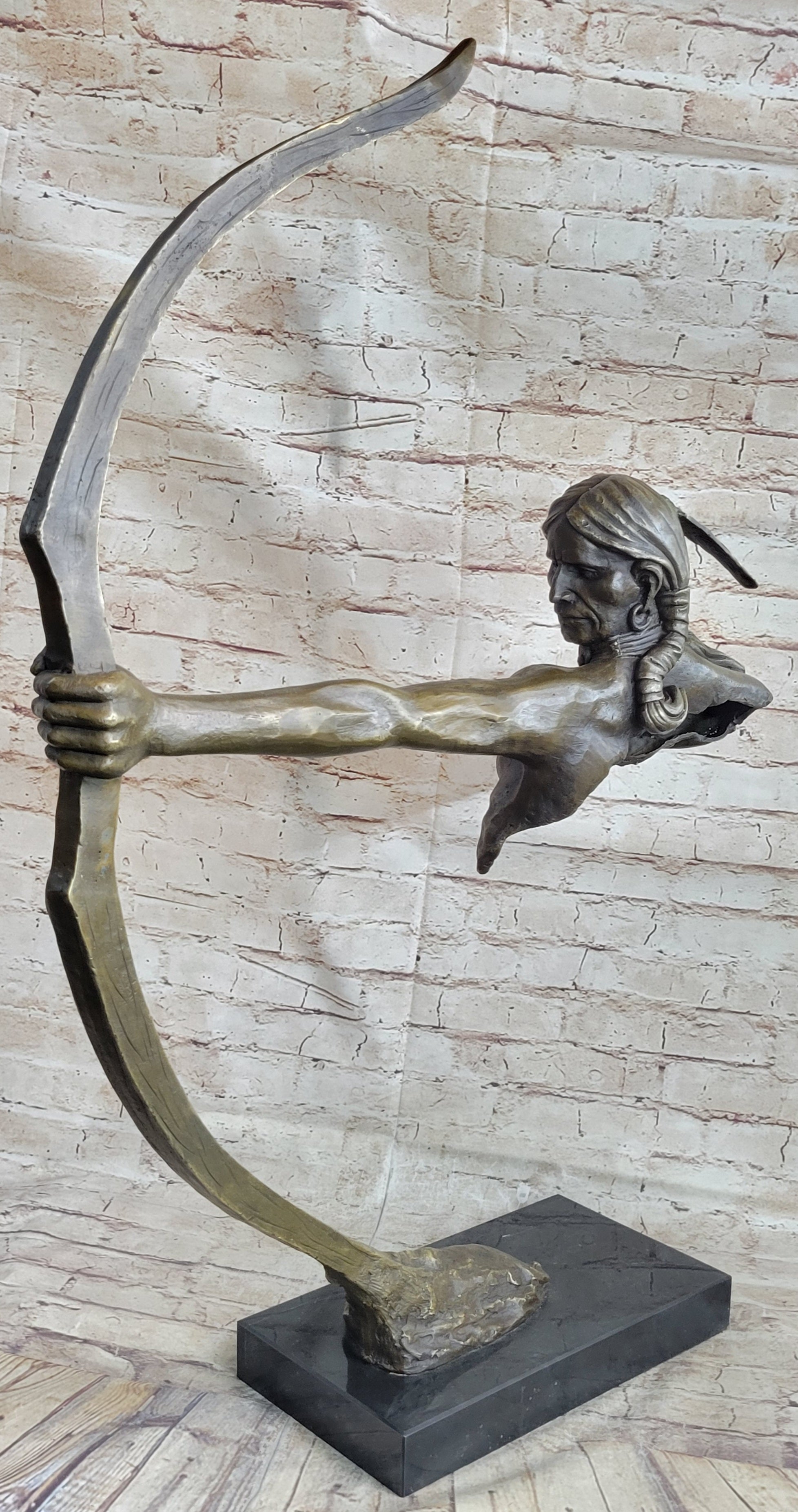 Native American Indian Archer Abstract Bronze Statue Sculpture Figure Mario Nick 33" x 22"