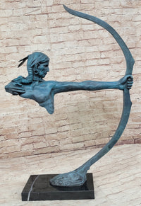 Native American Indian Bow Archer Bronze Sculpture 33" x 23"