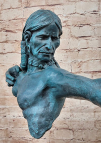 Native American Indian Bow Archer Bronze Sculpture 33" x 23"