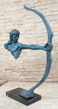 Native American Indian Bow Archer Bronze Sculpture 33" x 23"