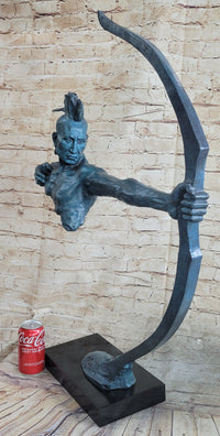 Patina Indian Male Warrior 100% Solid Bronze Sculpture
