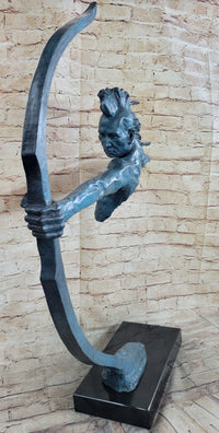 Patina Indian Male Warrior 100% Solid Bronze Sculpture