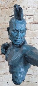 Patina Indian Male Warrior 100% Solid Bronze Sculpture