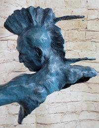 Patina Indian Male Warrior 100% Solid Bronze Sculpture