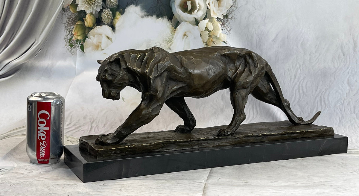 African Lioness Bronze Marble Figure Art