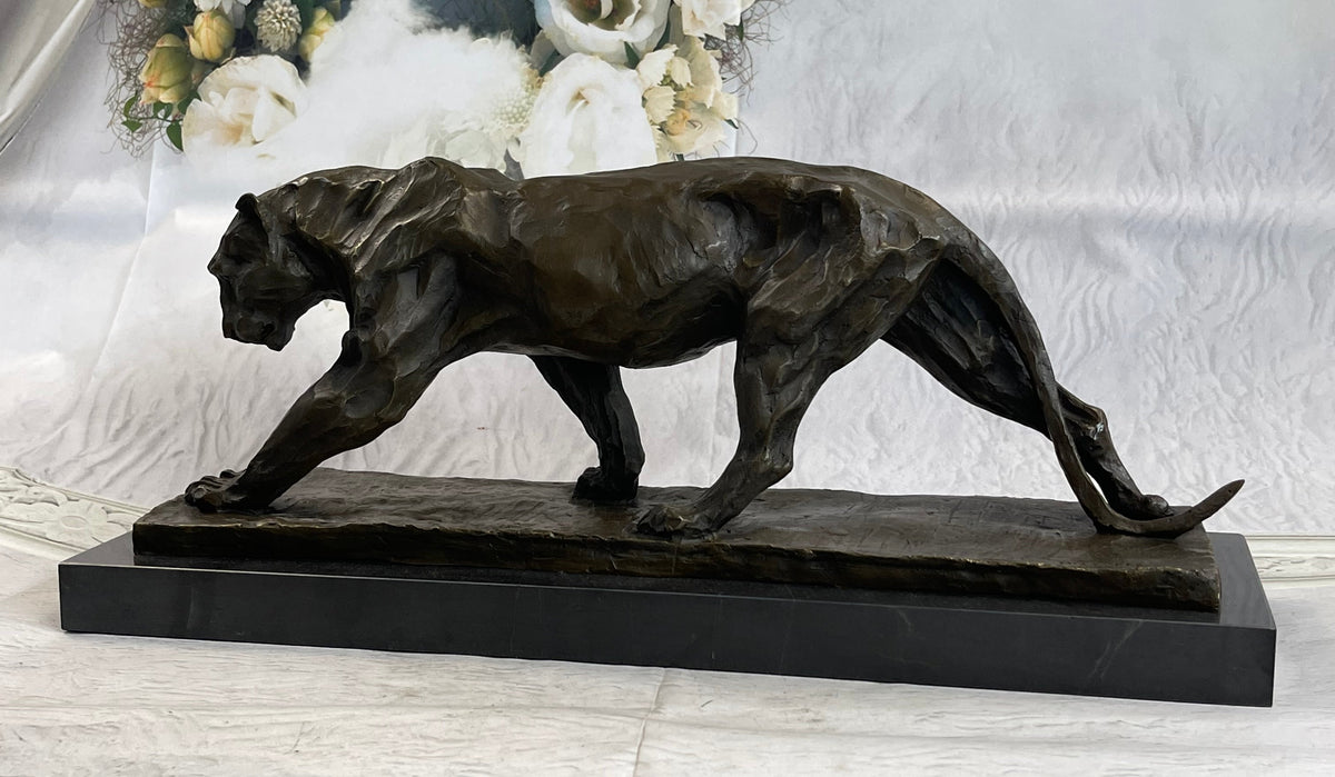 African Lioness Bronze Marble Figure Art