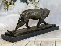 African Lioness Bronze Marble Figure Art