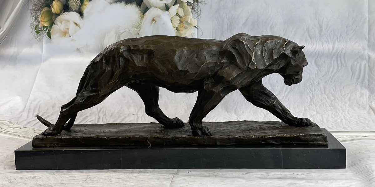 African Lioness Bronze Marble Figure Art