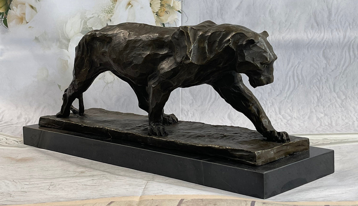 African Lioness Bronze Marble Figure Art