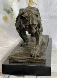 African Lioness Bronze Marble Figure Art