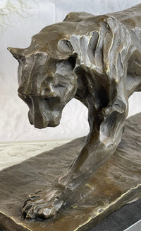 African Lioness Bronze Marble Figure Art