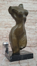 Abstract Female Torso Bronze Sculpture on Marble Base - Modern Nude Figure Art Decor