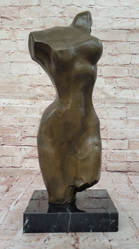 Abstract Female Torso Bronze Sculpture on Marble Base - Modern Nude Figure Art Decor