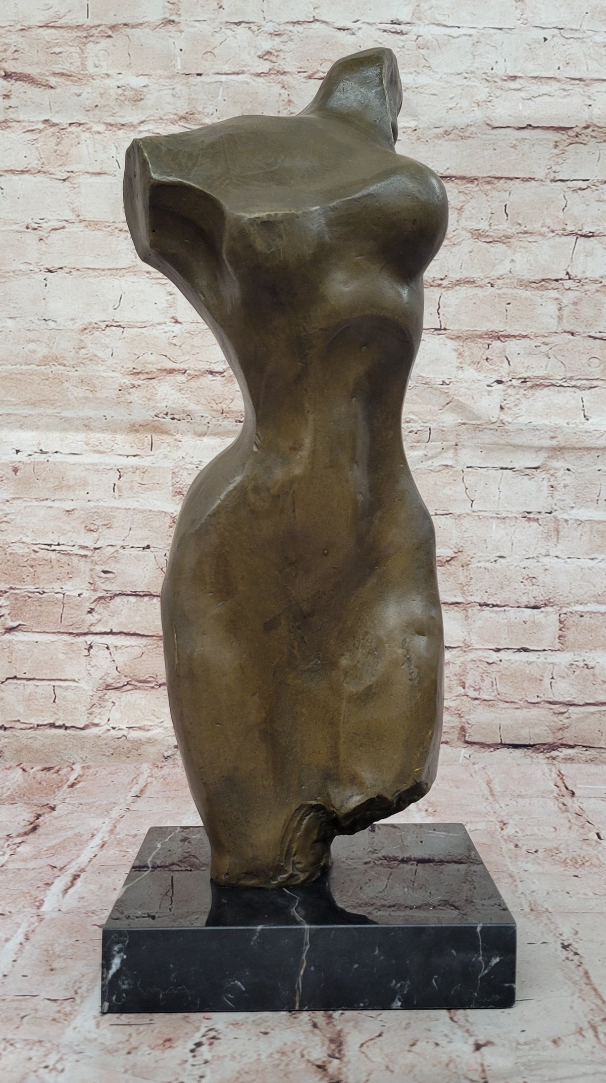Abstract Female Torso Bronze Sculpture on Marble Base - Modern Nude Figure Art Decor