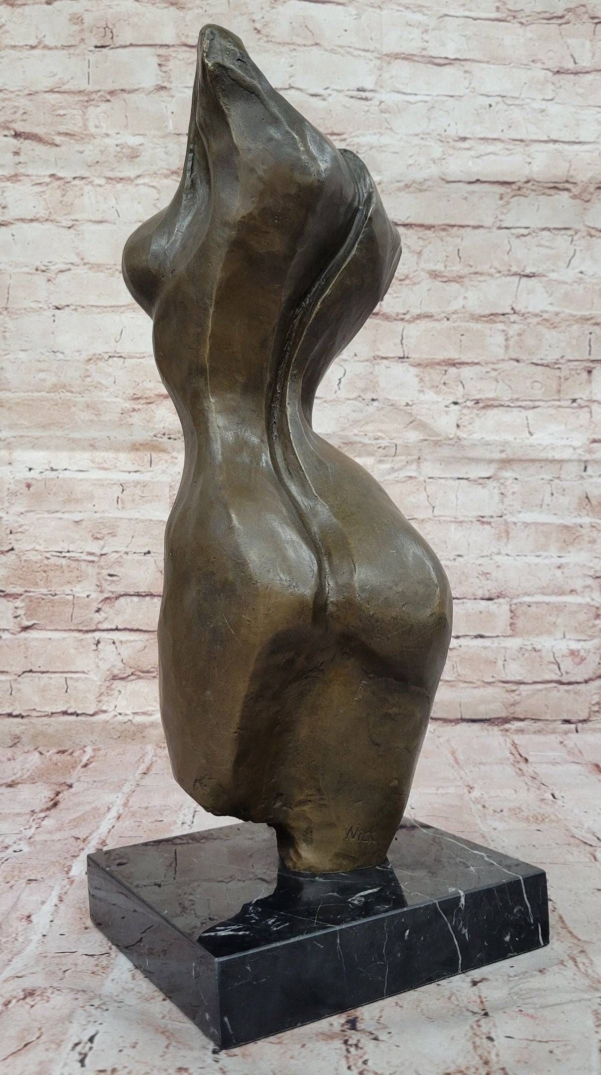 Abstract Female Torso Bronze Sculpture on Marble Base - Modern Nude Figure Art Decor