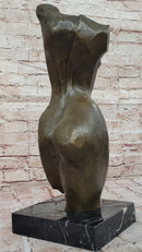 Abstract Female Torso Bronze Sculpture on Marble Base - Modern Nude Figure Art Decor