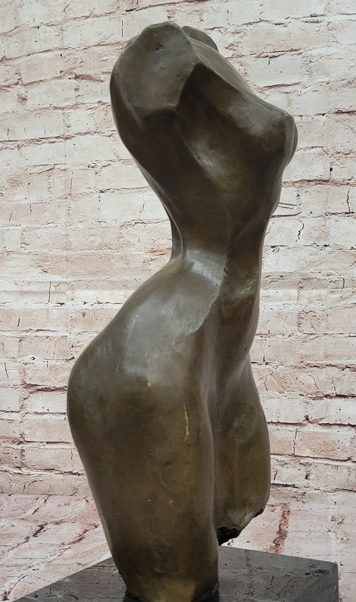 Abstract Female Torso Bronze Sculpture on Marble Base - Modern Nude Figure Art Decor