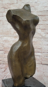 Abstract Female Torso Bronze Sculpture on Marble Base - Modern Nude Figure Art Decor