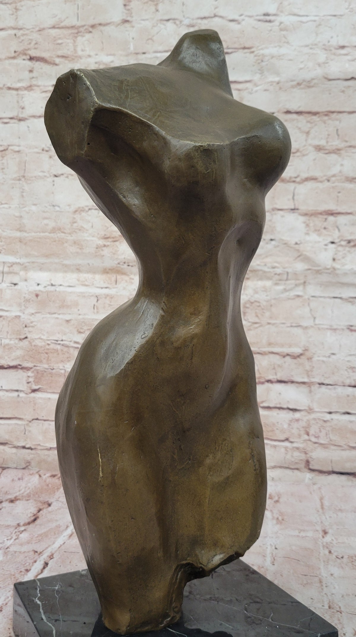 Abstract Female Torso Bronze Sculpture on Marble Base - Modern Nude Figure Art Decor