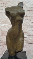 Abstract Female Torso Bronze Sculpture on Marble Base - Modern Nude Figure Art Decor