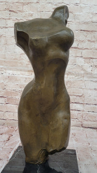 Abstract Female Torso Bronze Sculpture on Marble Base - Modern Nude Figure Art Decor