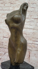 Abstract Female Torso Bronze Sculpture on Marble Base - Modern Nude Figure Art Decor