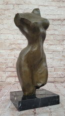 Abstract Female Torso Bronze Sculpture on Marble Base - Modern Nude Figure Art Decor