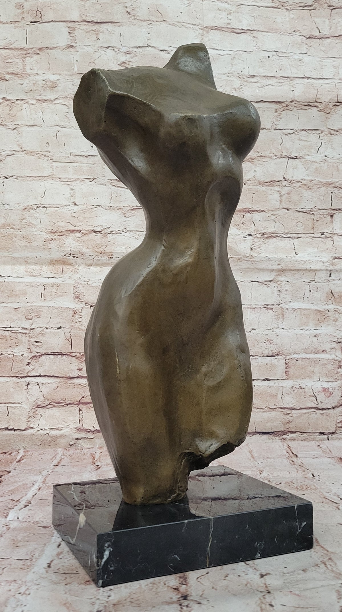 Abstract Female Torso Bronze Sculpture on Marble Base - Modern Nude Figure Art Decor