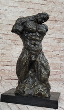 Muscular Nude Male Figure Abstract Surreal Bronze Sculpture Art