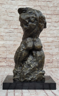 Muscular Nude Male Figure Abstract Surreal Bronze Sculpture Art