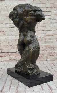 Muscular Nude Male Figure Abstract Surreal Bronze Sculpture Art
