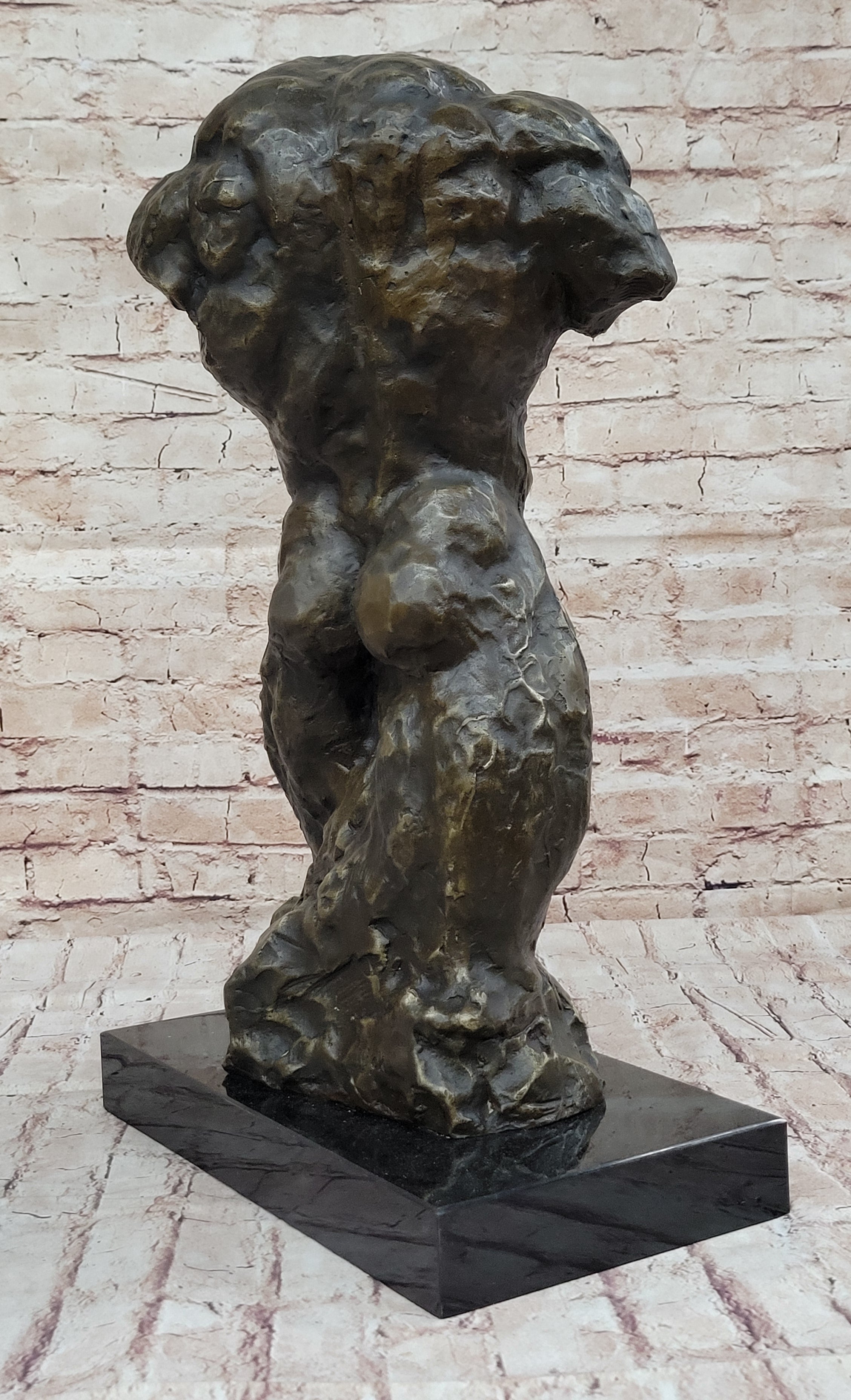 Muscular Nude Male Figure Abstract Surreal Bronze Sculpture Art
