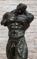 Muscular Nude Male Figure Abstract Surreal Bronze Sculpture Art
