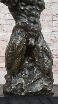 Muscular Nude Male Figure Abstract Surreal Bronze Sculpture Art