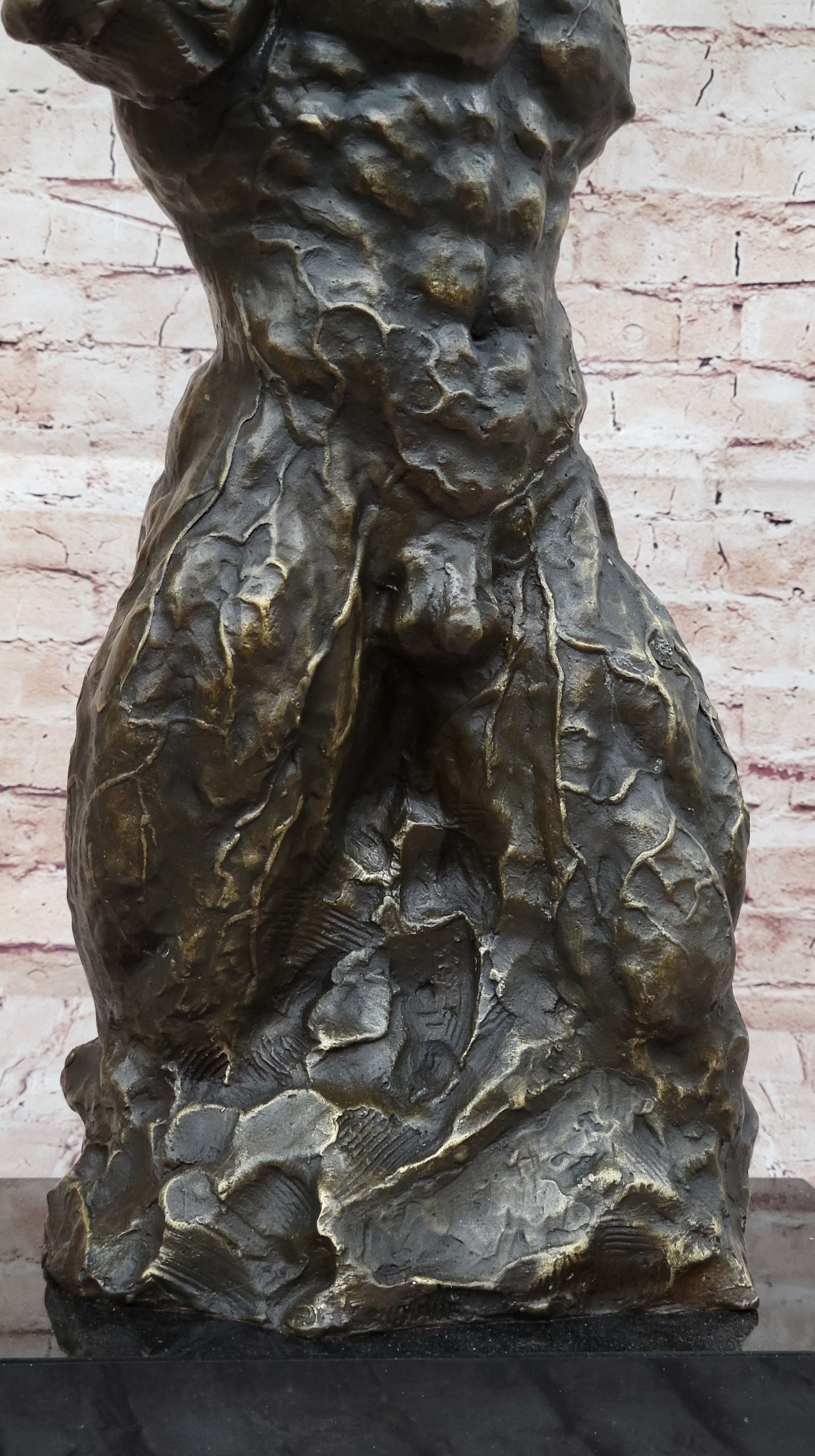 Muscular Nude Male Figure Abstract Surreal Bronze Sculpture Art